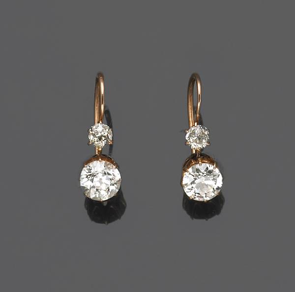 Appraisal: A pair of diamond and k gold earrings estimated total