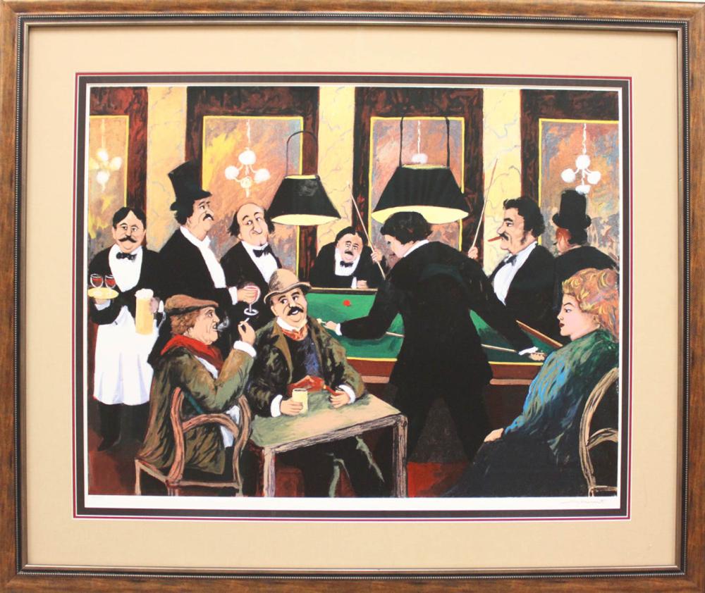 Appraisal: GUY BUFFET HAWAII FRANCE B COLOR PRINT The Billiard Room