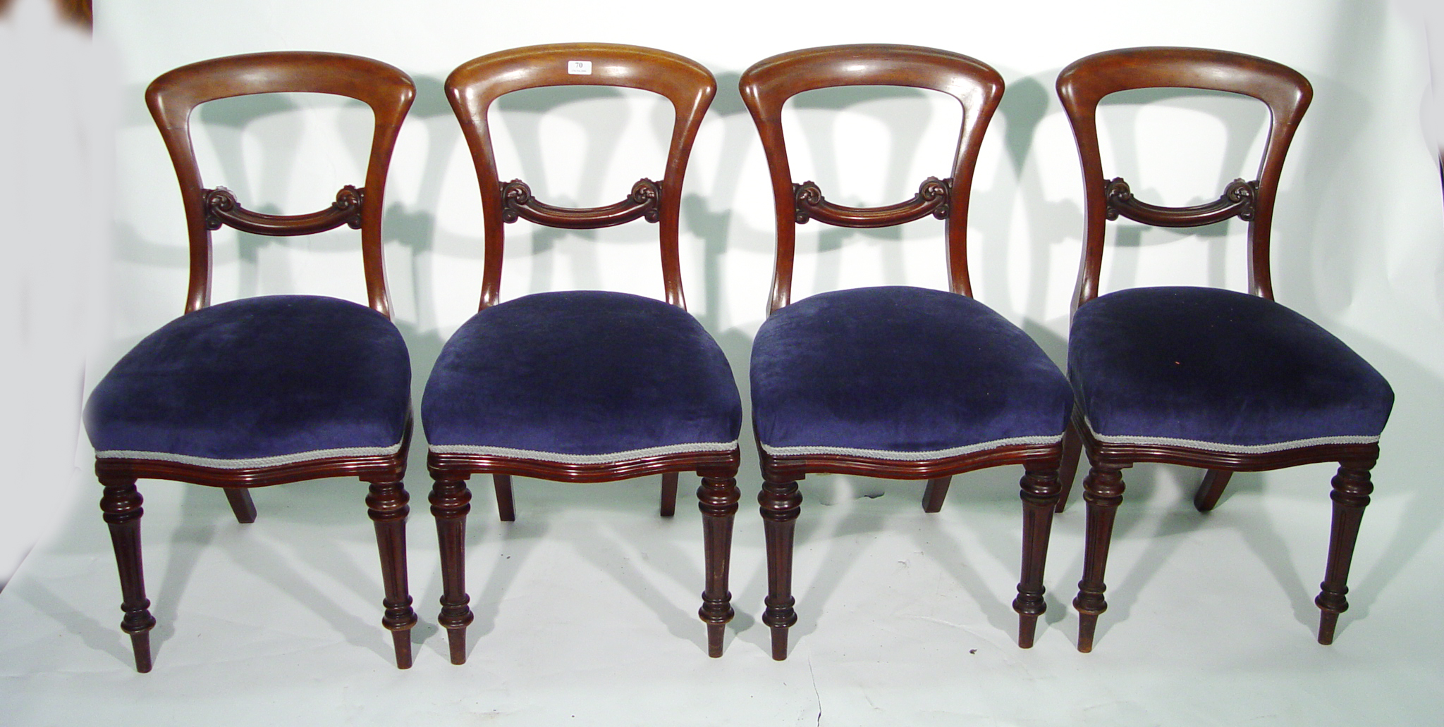 Appraisal: Set of four Victorian mahogany balloon back dining chairs with