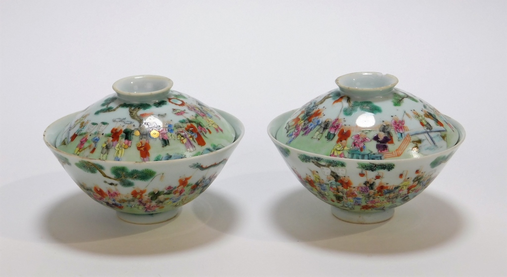 Appraisal: CHINESE QIANLONG PERIOD CEREMONIAL BOYS DAY CUPS China Qianlong Period