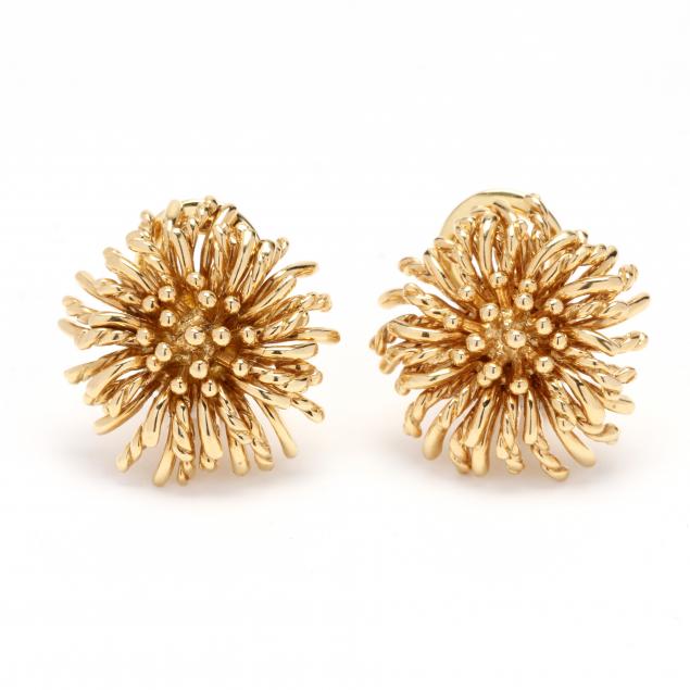 Appraisal: GOLD ANEMONE EARRINGS TIFFANY CO The round gold earrings in