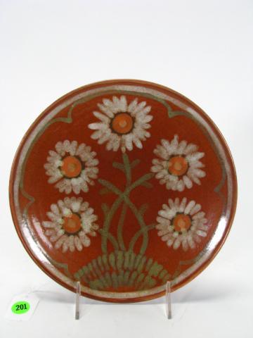 Appraisal: Karl Martz Pottery Plate '' diameter daisy design signed and