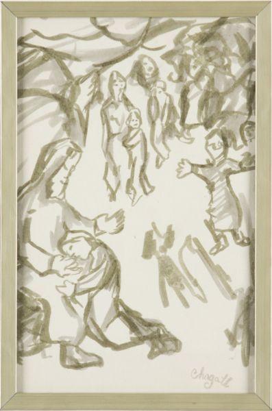 Appraisal: att Marc Chagall - Biblical Scene ink and wash on