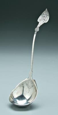 Appraisal: Arabesque style coin silver ladle pointed oval bowls with bright