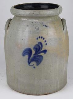 Appraisal: A K Ballard Burlington Vt Gallon Colbalt Decorated Crock A