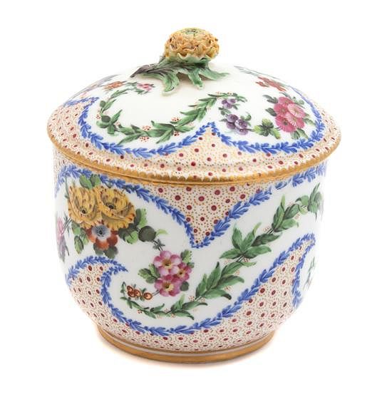 Appraisal: A Sevres Porcelain Sugar Bowl with Lid Height inches A