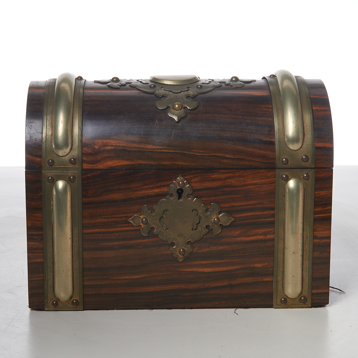 Appraisal: VICTORIAN MACASSAR EBONY VENEER CASKET JEWELRY BOX th th c