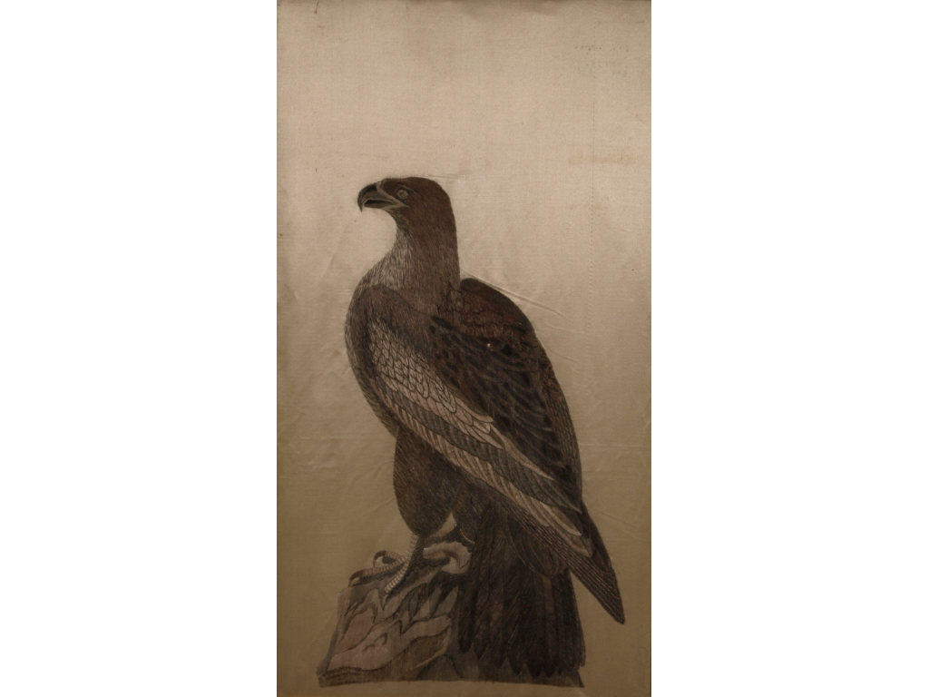 Appraisal: Early th c Needlework silk needlework representation of an eagle