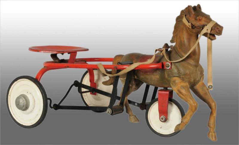 Appraisal: Horse-Drawn Pedal Toy Description Circa s Metal frame with rubber