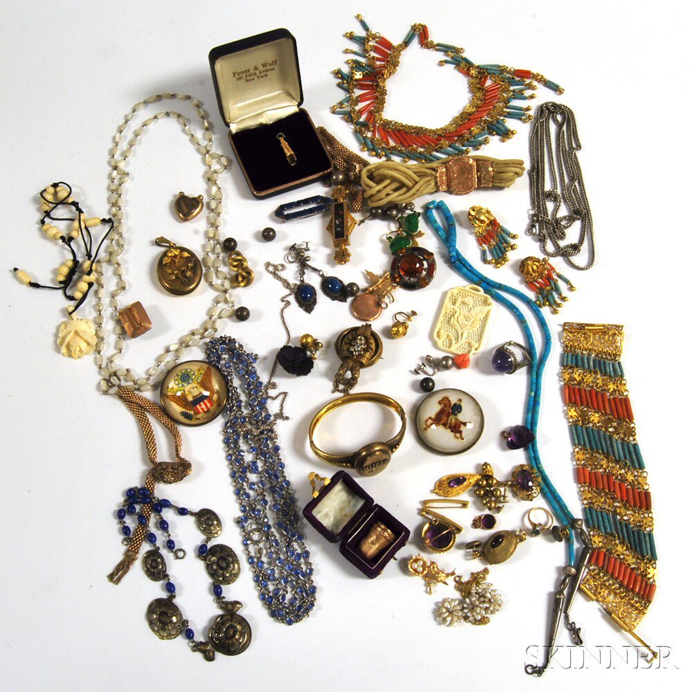 Appraisal: Collection of Mostly Victorian Jewelry including beaded necklaces a sodalite