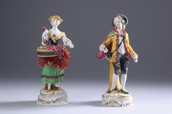 Appraisal: TWO CONTINENTAL PORCELAIN FIGURES late th century Modelled as a