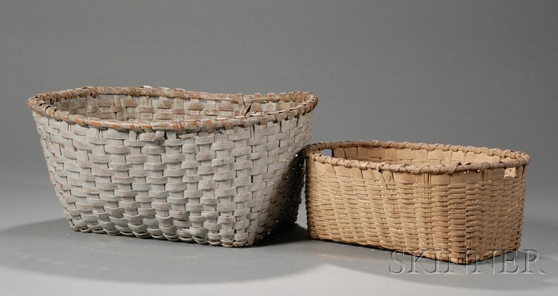 Appraisal: Two Painted Woven Splint Baskets America late th century one