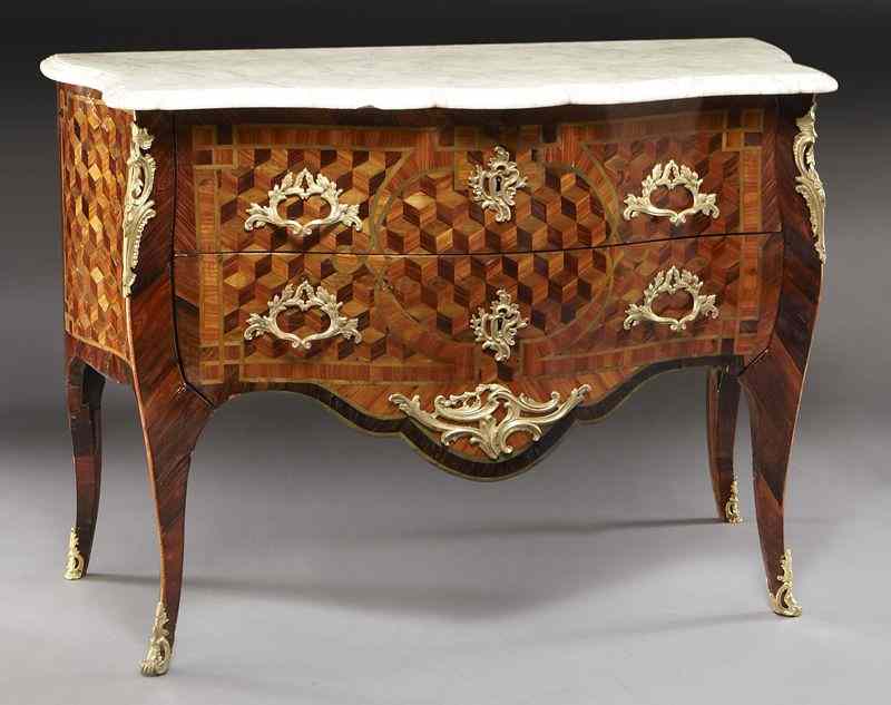 Appraisal: Louis XV marble top commode the shaped and molded white