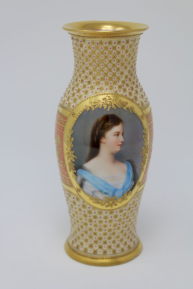 Appraisal: Antique Austrian Portrait Porcelain Vase Antique Hand Painted Austrian Portrait