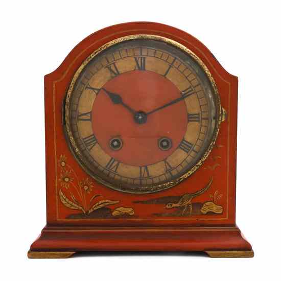 Appraisal: An English Lacquered Mantel Clock having a circular dial with