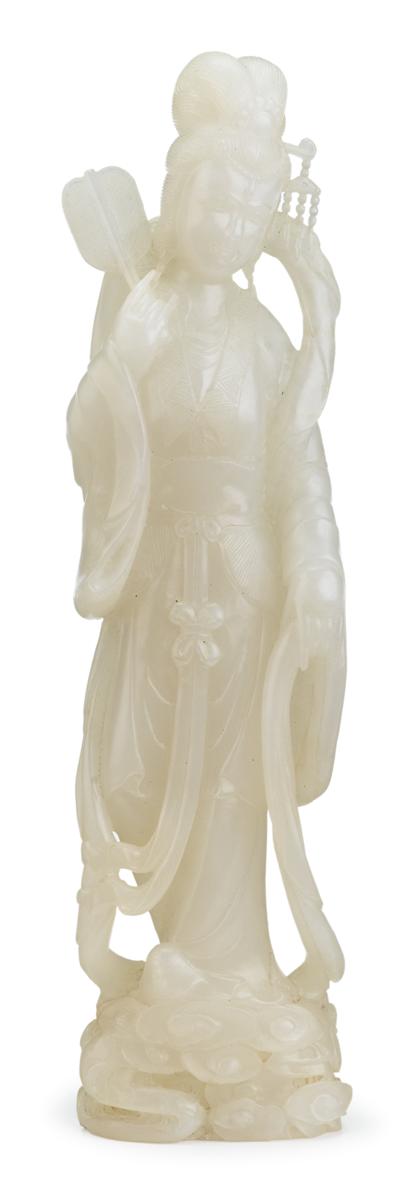 Appraisal: Chinese white jade meiren figureTall standing figure good white hue