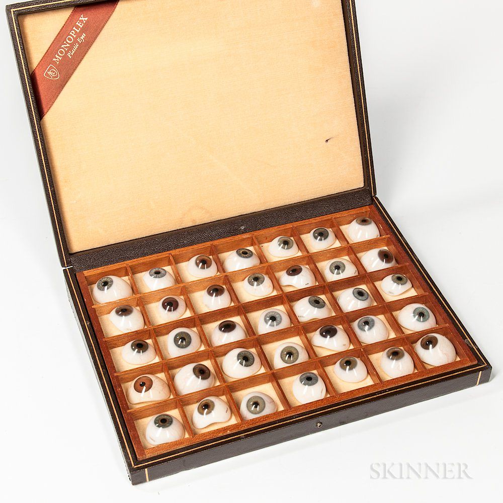 Appraisal: Cased Set of Thirty-five Optometrist's Monoplex Eyes Cased Set of