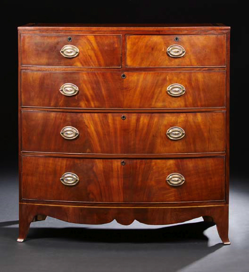 Appraisal: Regency-Style Mahogany Bowfront Chest th century and later the bowed