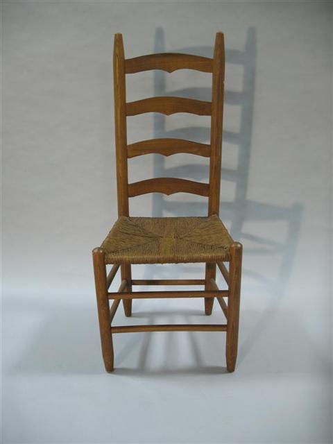 Appraisal: AMERICAN PINE LADDER BACK RUSH SEAT SIDE CHAIR h w