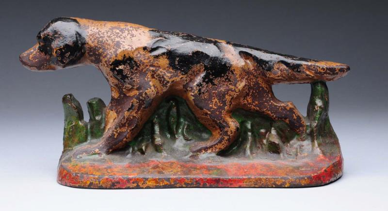 Appraisal: Cast Iron Setter Dog Doorstop Signed Hubley Depicts setter at