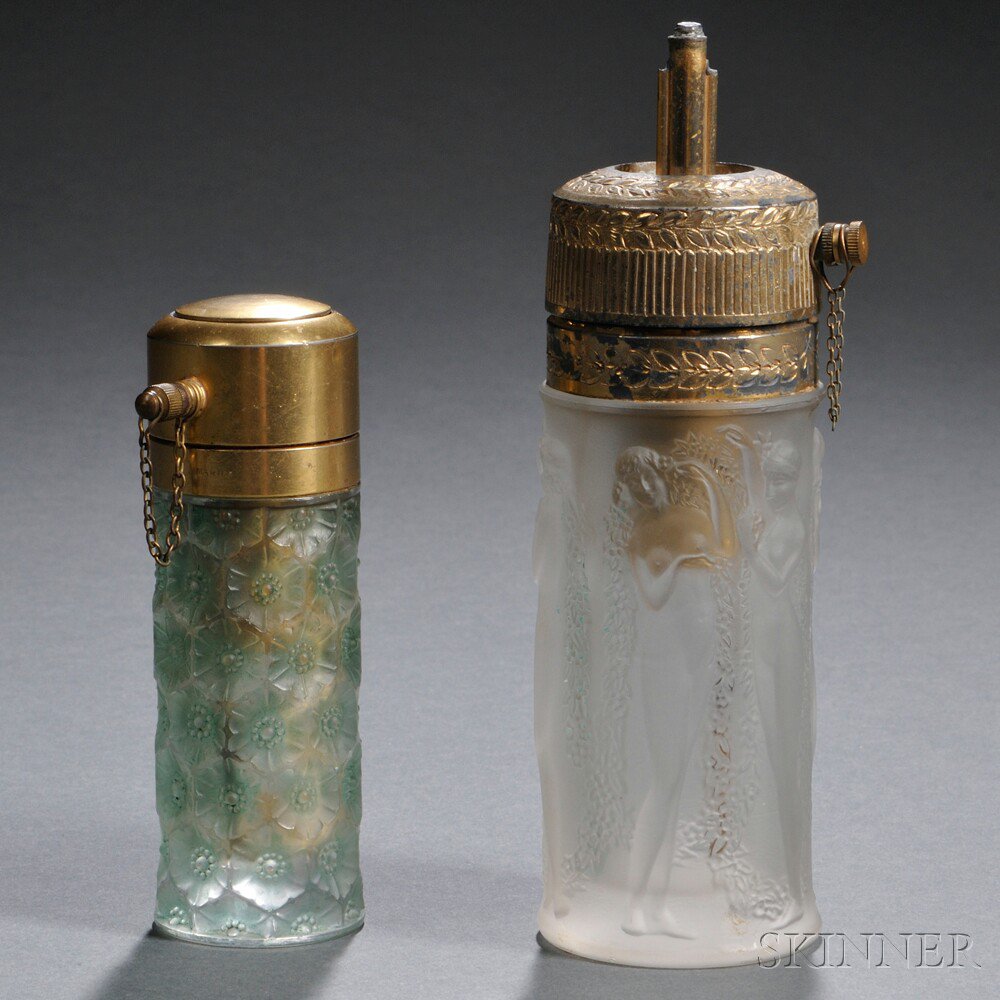 Appraisal: Two R Lalique Atomizers Art glass metal France c and