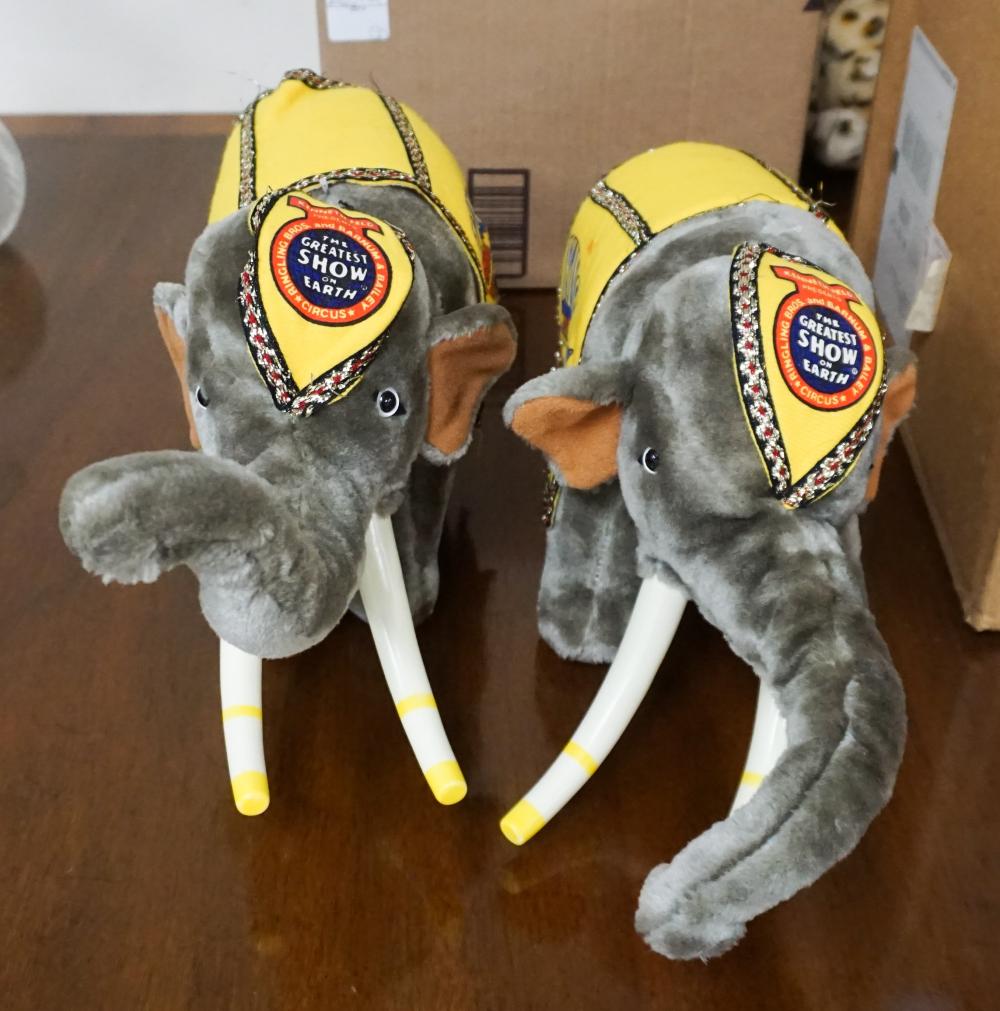 Appraisal: PAIR BARNUM BAILEY KING TUSK STUFFED ELEPHANTS CIRCA Pair Barnum