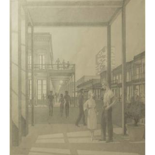 Appraisal: Framed graphite on paper drawing of Old Sacramento by Dunbar