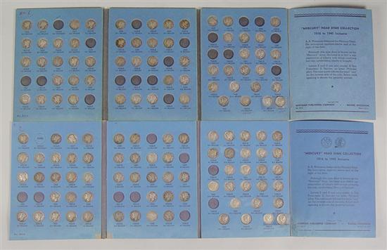 Appraisal: Mercury Dime Collection Housed in two Whitman books There are