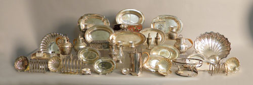 Appraisal: Large group of silver and silver plate