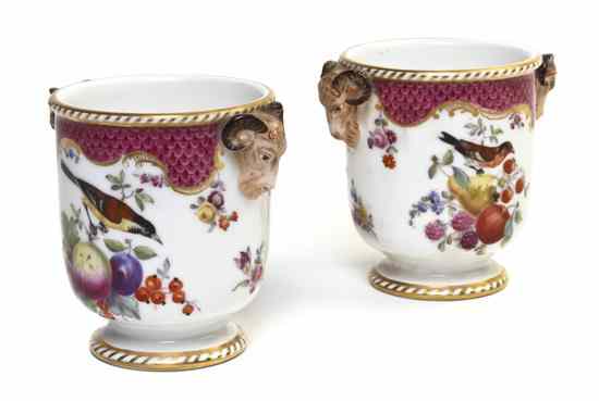 Appraisal: A Pair of Meissen Porcelain Cache Pots Marcolini period each