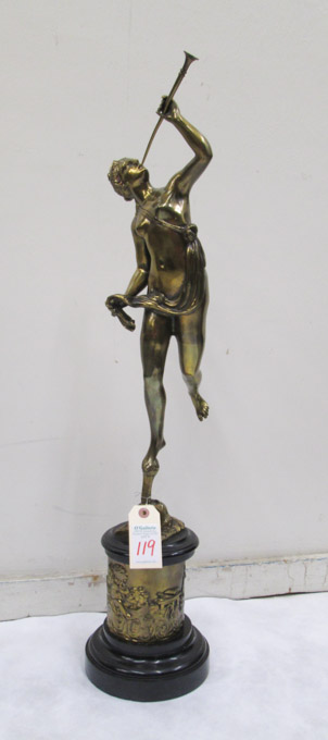 Appraisal: DORE BRONZE FIGURE La Renommee Fame after the original by