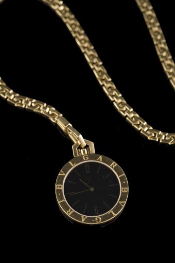 Appraisal: Fine Eighteen-Karat Yellow Gold Bulgari Gentleman's Pocket Watch and Chain