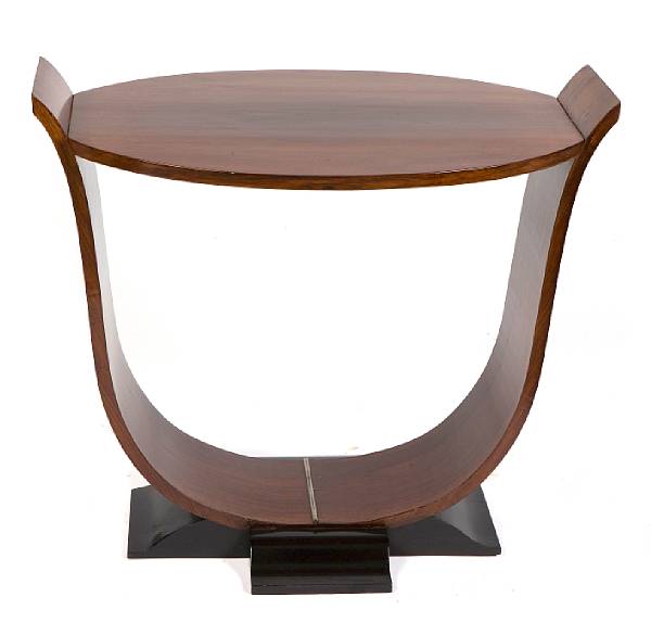 Appraisal: An Art Deco style ebonized and rosewood end table height