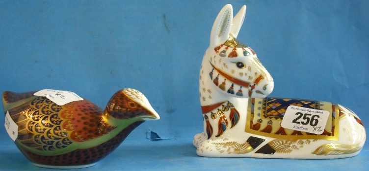 Appraisal: Royal Crown Derby Paperweights Goviers Donkey with certificate and Coot