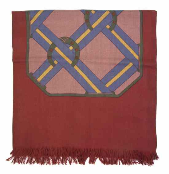 Appraisal: An Hermes Cashmere Silk Scarf in a horseshoe motif Labeled