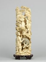 Appraisal: Japanese Open-Work Carved Tusk A monumental openwork Japanese carving Very