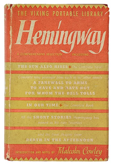 Appraisal: COWLEY MALCOLM editor Hemingway Ernest The Viking Portable Hemingway vo