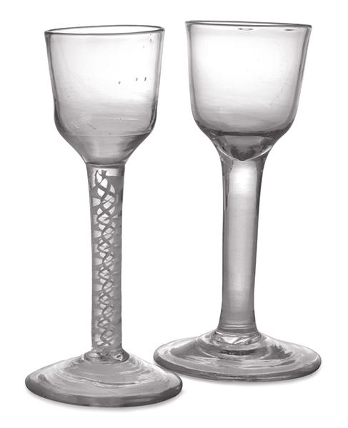 Appraisal: TWO EARLY ENGLISH WINE GLASSES LATE TH CENTURY each of