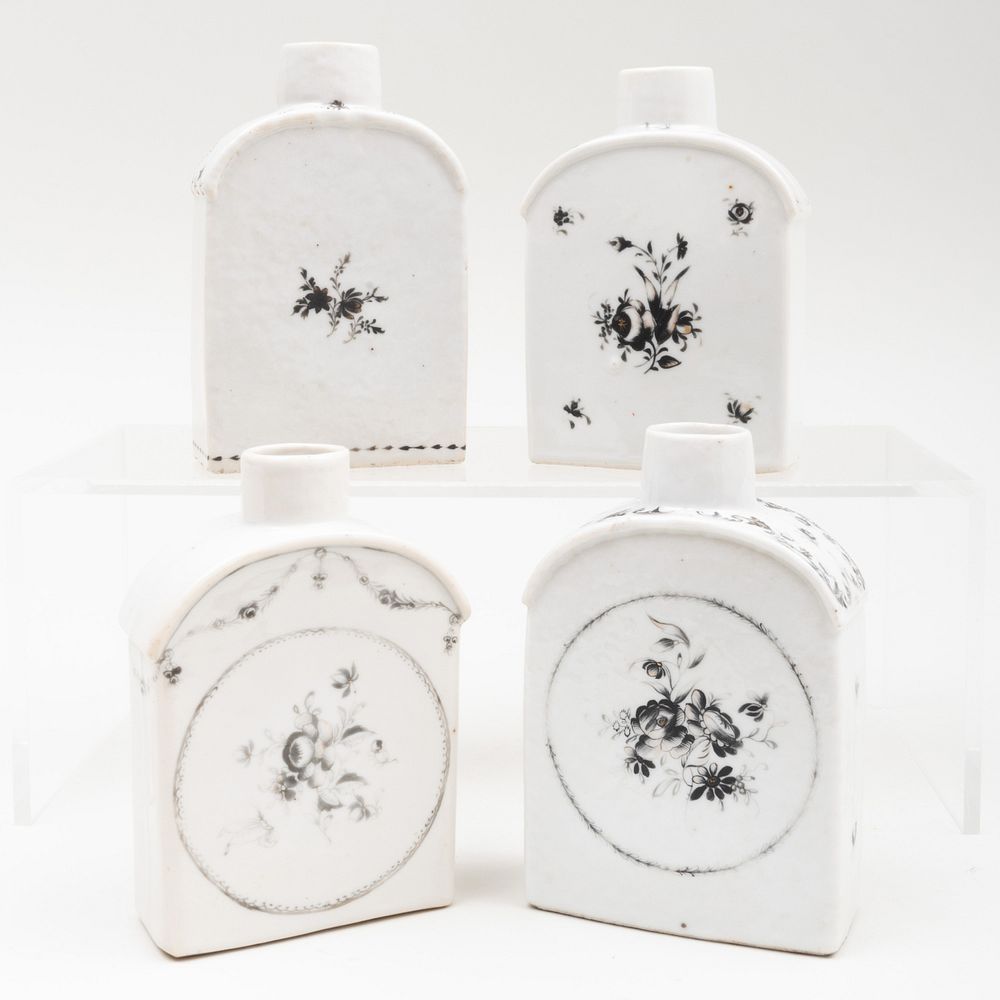 Appraisal: Group of Four Chinese Export Porcelain Tea Caddies Decorated En