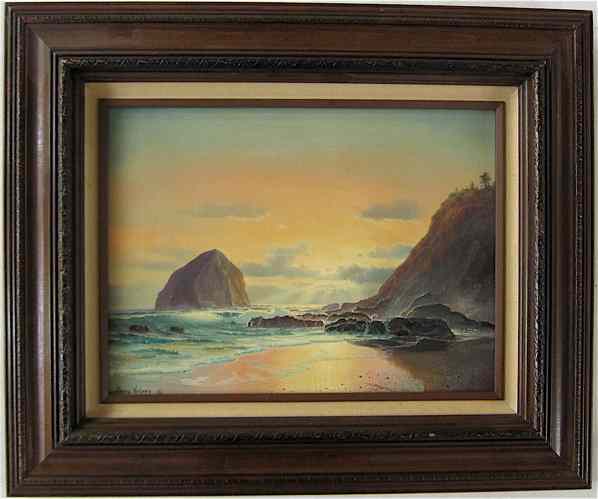 Appraisal: LARRY VORHEES OIL ON CANVAS Oregon th century Haystack Rock