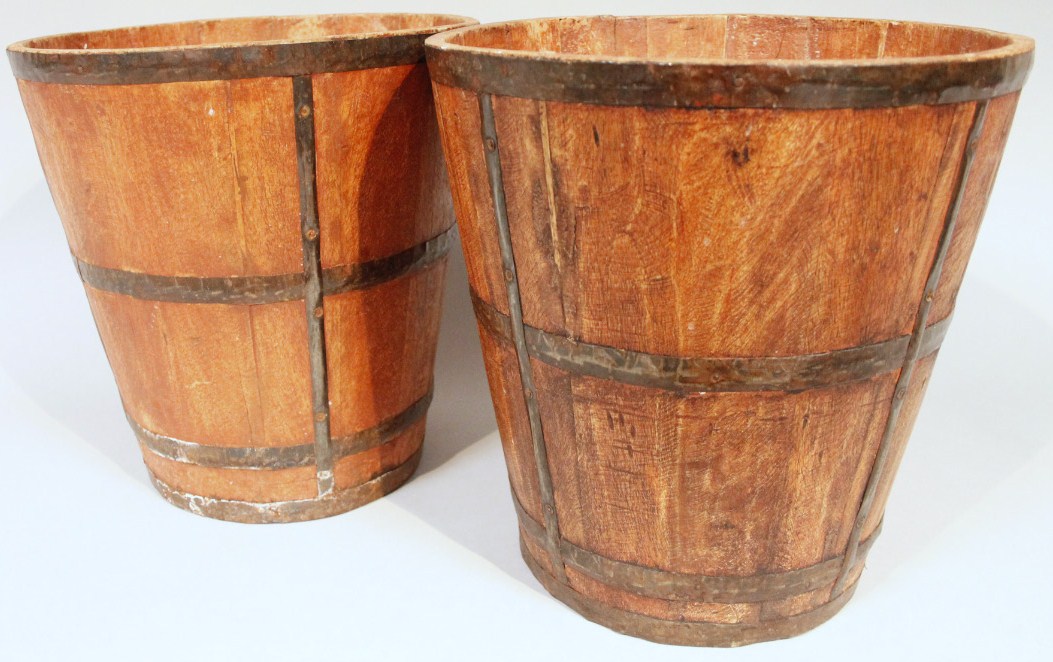 Appraisal: Two various coopered barrels each of tapering circular form with