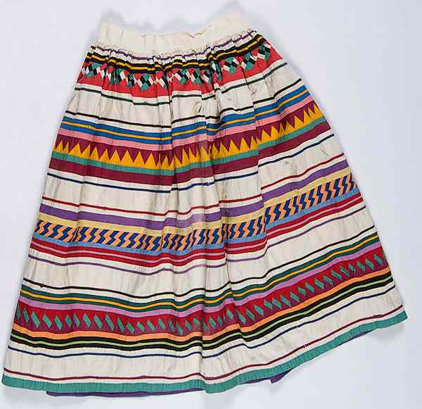 Appraisal: Seminole Patchwork Skirt sewn of bright colored bands of cotton