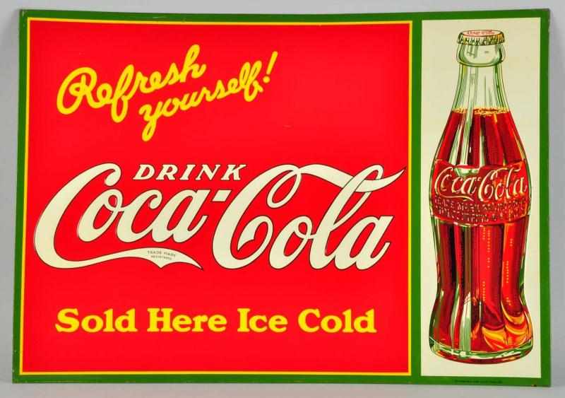 Appraisal: Embossed Tin Coca-Cola Sign Description Circa Canadian version with colorful