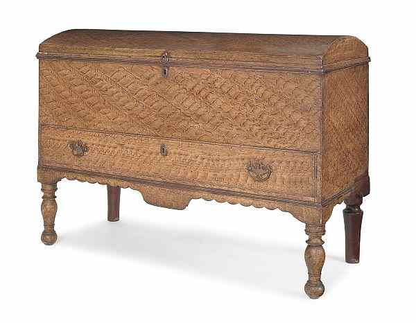 Appraisal: New England painted pine blanket chest ca retaining its original