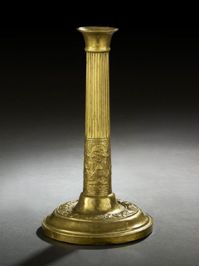 Appraisal: Louis-Philippe Gilt-Brass Columnar Candlestick second quarter th century in the