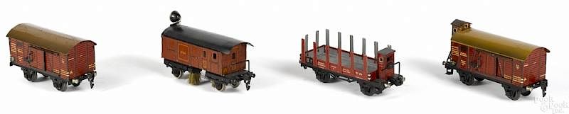 Appraisal: Four Marklin O gauge freight train cars Four Marklin O