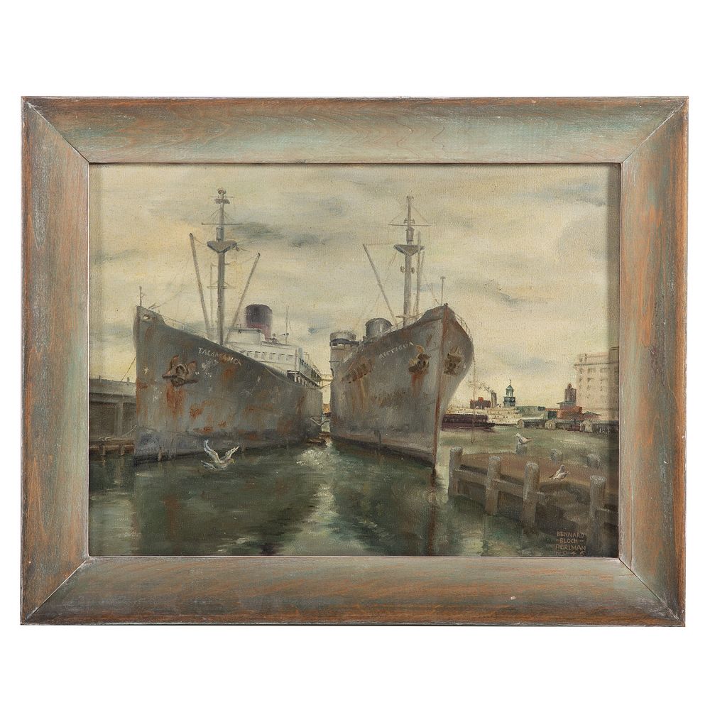 Appraisal: Bennard Perlman Pier One Pratt Street oil American - Oil