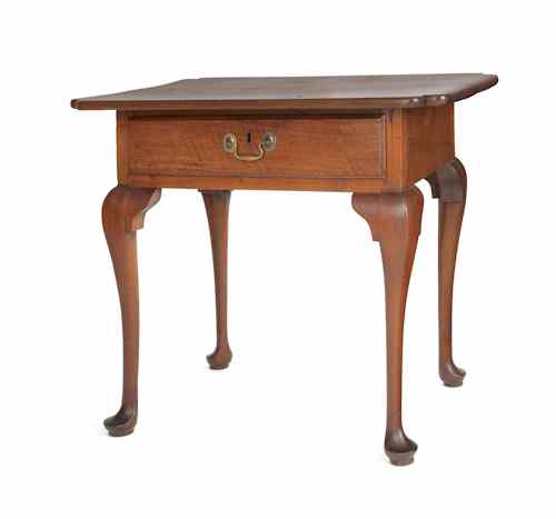 Appraisal: Pennsylvania Queen Anne walnut tavern table ca with a scalloped