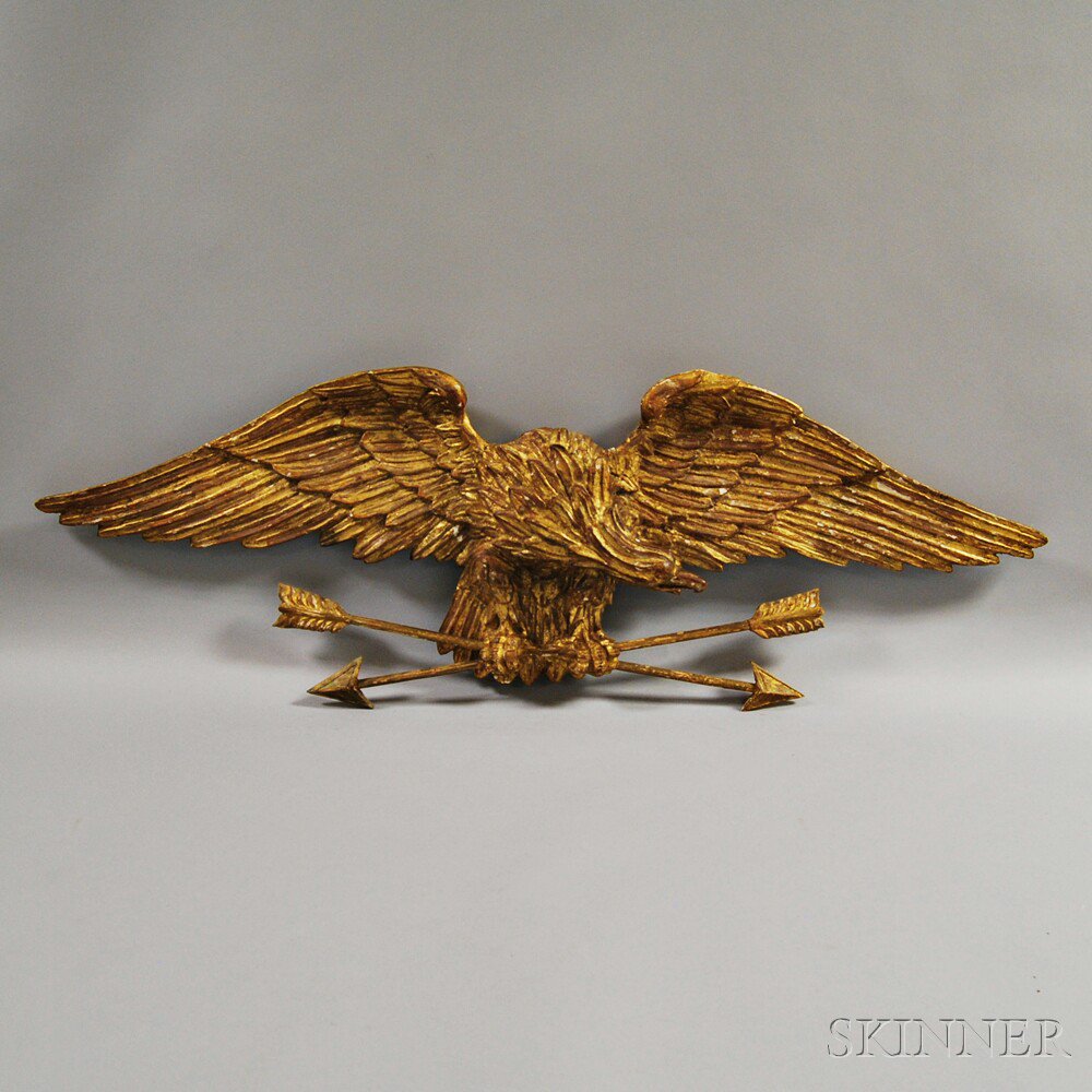 Appraisal: Carved and Gilt Gesso Spreadwing Eagle th century ht wd