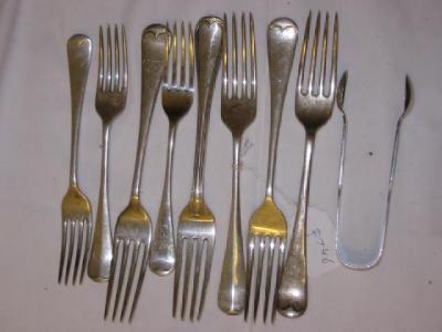 Appraisal: FOUR VARIOUS MATCHING FORKS Sheffield and four others all Old